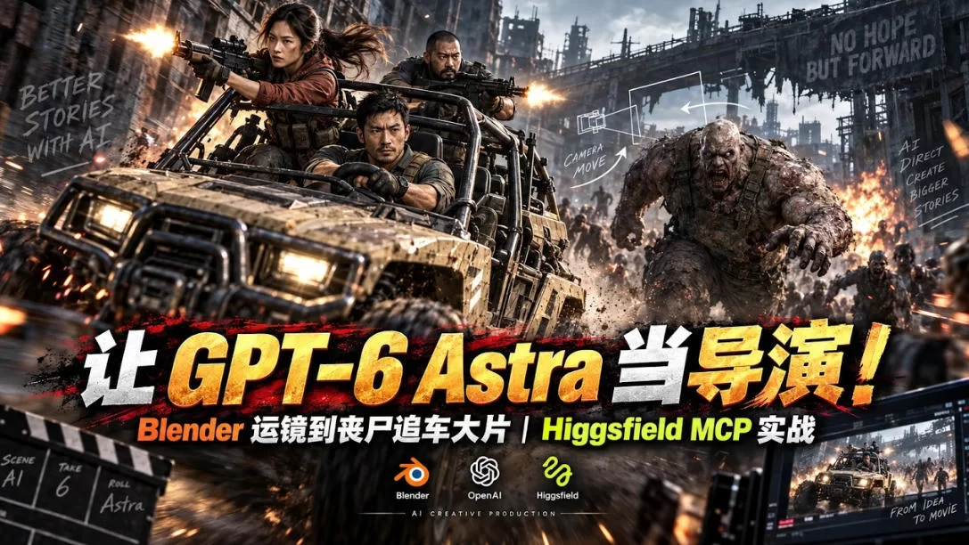 让GPT-6 Astra当导演！Blender运镜到丧尸追车大片｜Higgsfield MCP实战-小二项目网