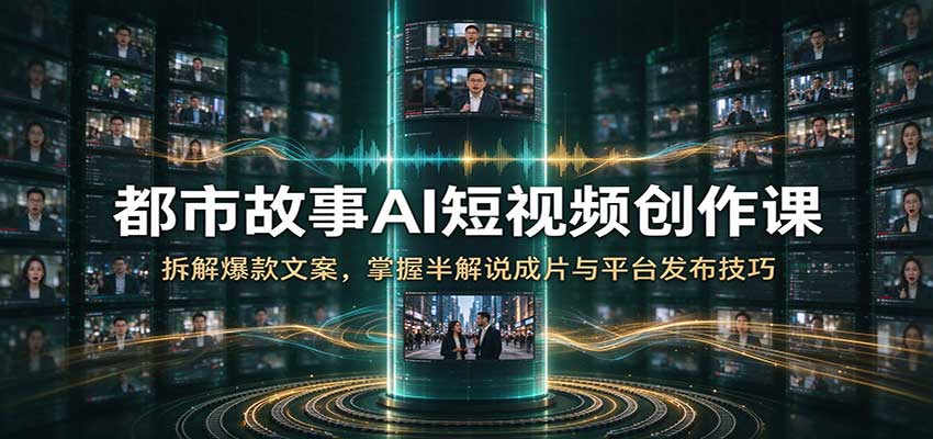 都市故事AI短视频创作课：拆解爆款文案，掌握半解说成片与平台发布技巧-小二项目网