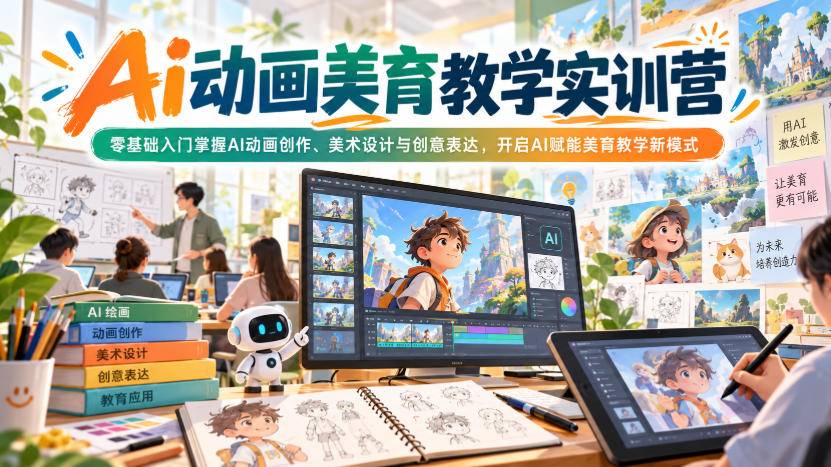 Ai动画美育教学实训营，零基础入门掌握AI动画创作、美术设计与创意表达，开启AI赋能美育教学新模式-小二项目网