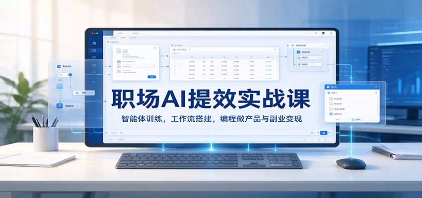 职场AI提效实战课：智能体训练，工作流搭建，编程做产品与副业变现-小二项目网