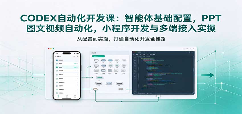 CODEX自动化开发课：智能体基础配置，PPT图文视频自动化，小程序开发与多端接入实操-小二项目网