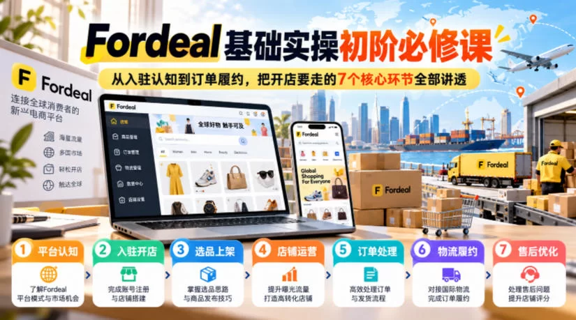 Fordeal基础实操初阶必修课，从入驻认知到订单履约，把开店要走的7个核心环节全部讲透-小二项目网
