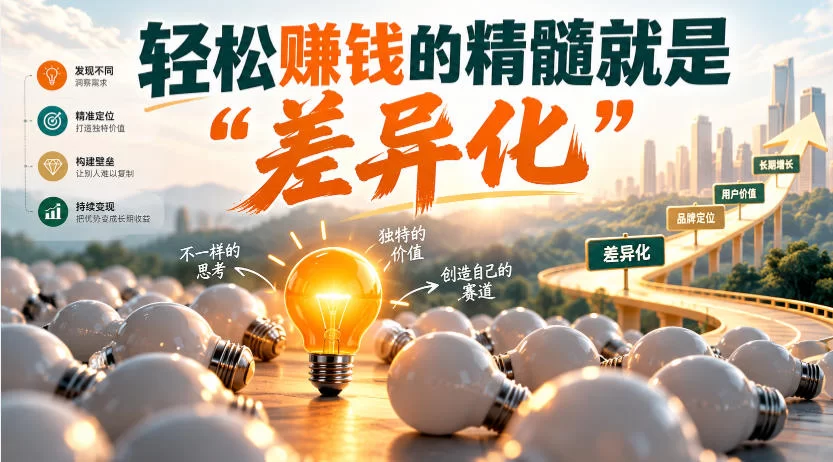 某公众号付费文章：轻松賺钱的精髓就是“差异化”-小二项目网