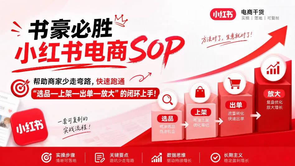 书豪必胜小红书电商sop，帮助商家少走弯路，快速跑通”选品—上架—出单—放大”的闭环（更新9月）-小二项目网