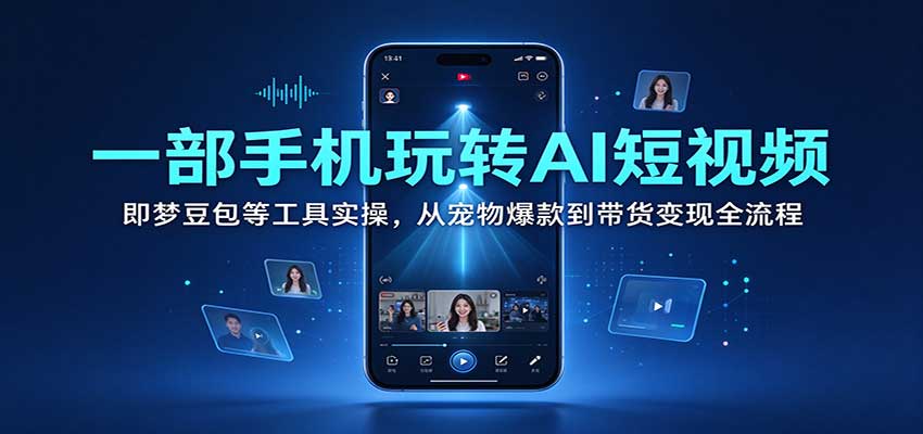 一部手机玩转AI短视频：即梦豆包等工具实操，从宠物爆款到带货变现全流程-小二项目网