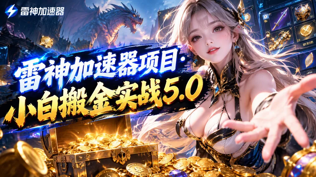 雷神加速器项目·小白搬金实战5.0，抖音W播100-150r，小白入局一天也能几十r-小二项目网