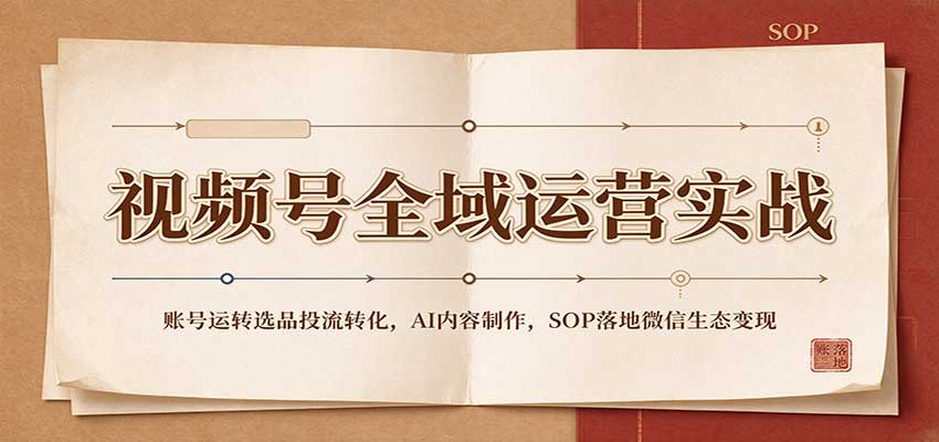 视频号全域运营实战：账号运转选品投流转化，AI内容制作，SOP落地微信生态变现-小二项目网