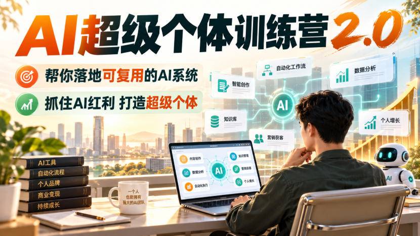 AI超级个体训练营2.0，帮你落地可复用的AI系统，抓住AI红利打造超级个体-小二项目网