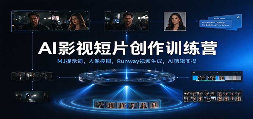 AI影视短片创作训练营：MJ提示词，人像控图，Runway视频生成，AI剪辑实操-小二项目网