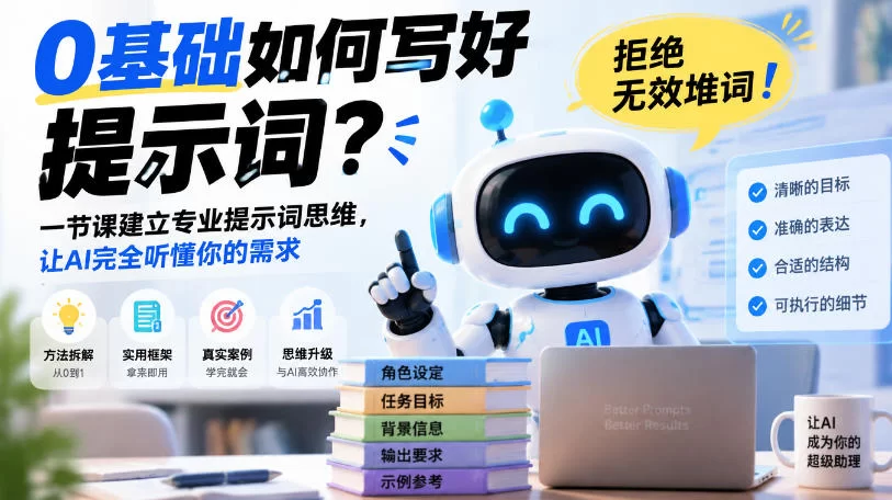 0基础如何写好提示词，拒绝无效堆词！一节课建立专业提示词思维，让AI完全听懂你的需求-小二项目网