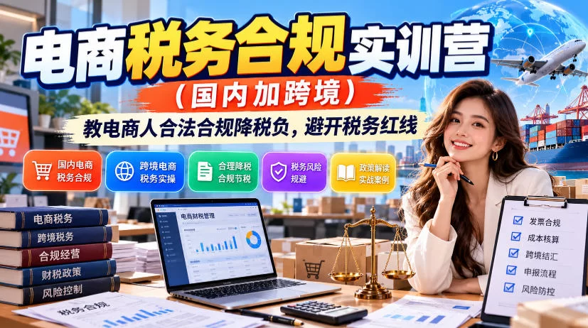 电商税务合规实训营（国内加跨境），教电商人合法合规降税负，避开税务红线-小二项目网