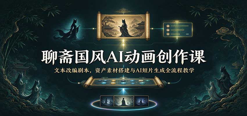 聊斋国风AI动画创作课：文本改编剧本，资产素材搭建与AI短片生成全流程教学-小二项目网