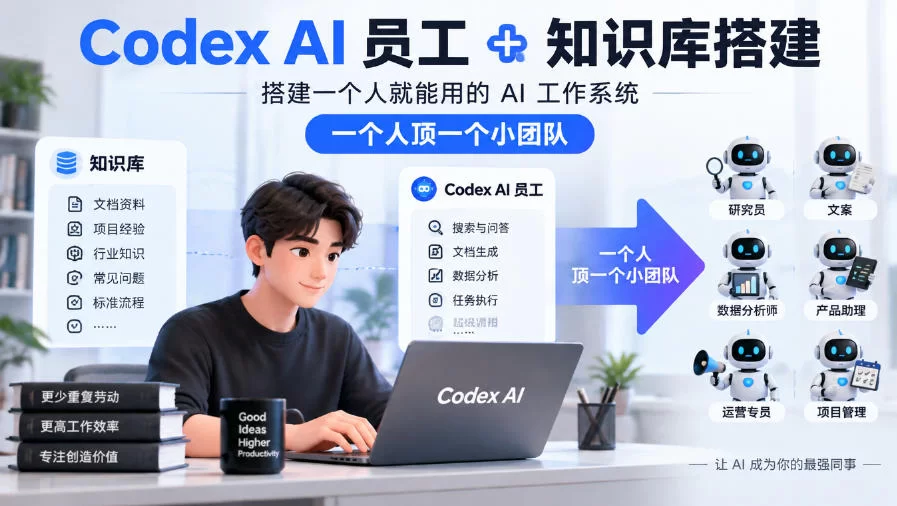 Codex AI员工+知识库搭建，搭建一个人就能用的AI工作系统，一个人顶一个小团队-小二项目网