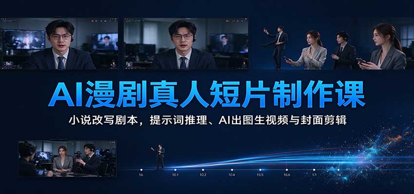 AI漫剧真人短片制作课：小说改写剧本，提示词推理、AI出图生视频与封面剪辑-小二项目网