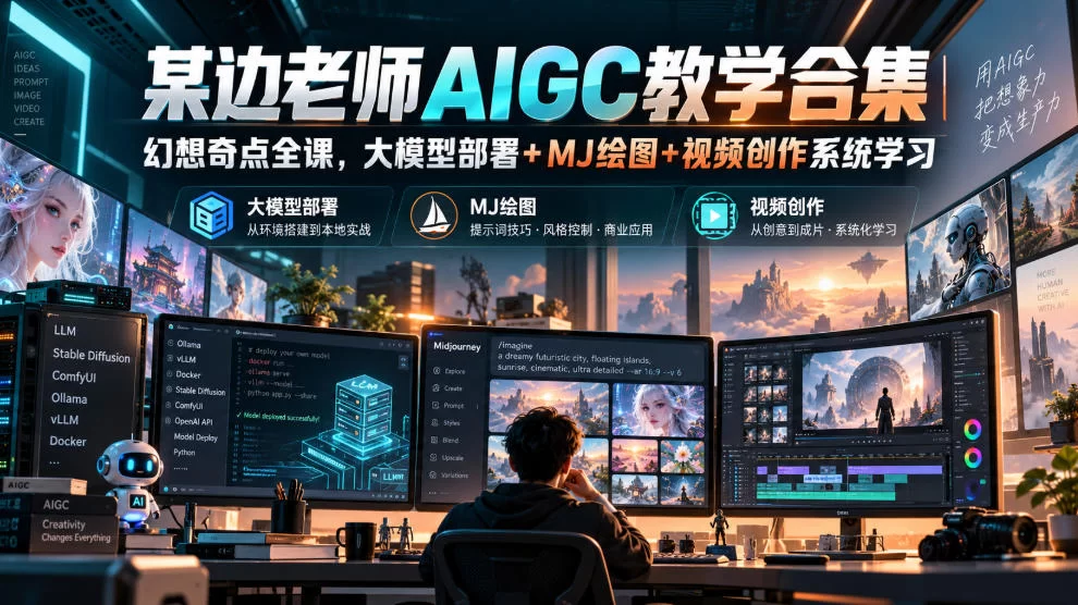 某边老师AIGC教学合集｜幻想奇点全课，大模型部署+MJ绘图+视频创作系统学习-小二项目网