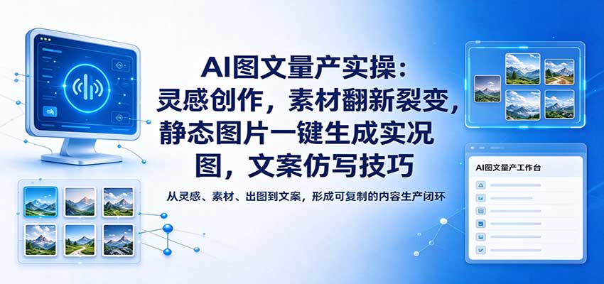 AI图文量产实操：灵感创作，素材翻新裂变，静态图片一键生成实况图，文案仿写技巧-小二项目网