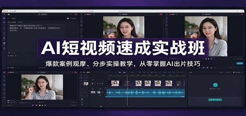 AI短视频速成实战班：爆款案例观摩、分步实操教学，从零掌握AI出片技巧-小二项目网